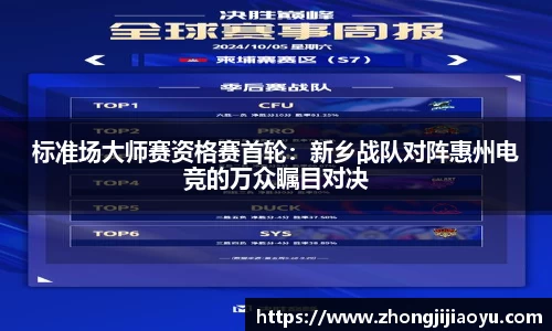 标准场大师赛资格赛首轮：新乡战队对阵惠州电竞的万众瞩目对决